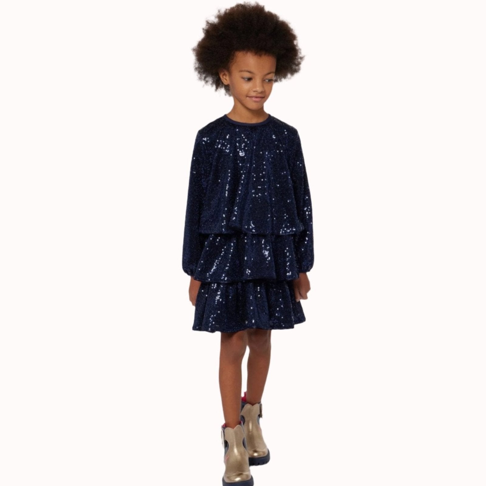 billieblush sequin dress BILLIEBLUSH-Girls Pink Sequin & Tulle Dress