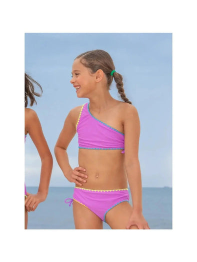 LimeApple Girls Purple One Shoulder Two Piece Swimsuit | HONEYPIEKIDS | tween boutique clothing