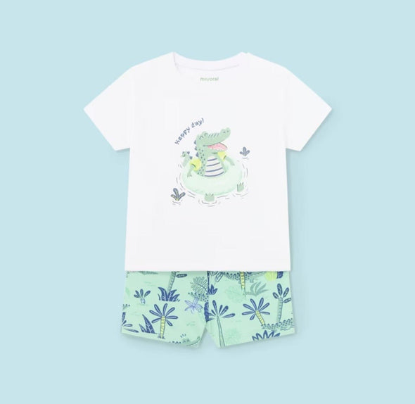 Mayoral Baby & Toddler Boys Aqua Happy Alligator Swim Trunks & T-Shirt Set