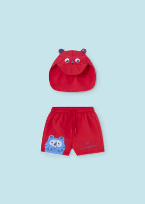 Mayoral Baby & Toddler Boys Red Animal Swim Trunks & Hat | HONEYPIEKIDS
