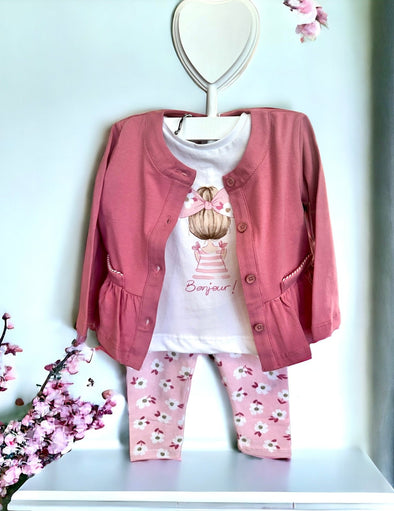 Mayoral Baby & Toddler Girls 3 Piece Bonjour Girl Outfit Set | HONEYPIEKIDS