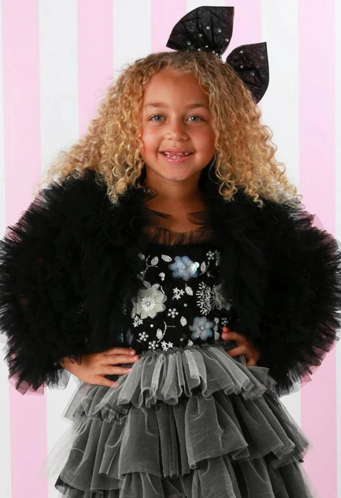 Ooh La La Couture Black Tulle Ruffle Jacket | HONEYPIEKIDS 5