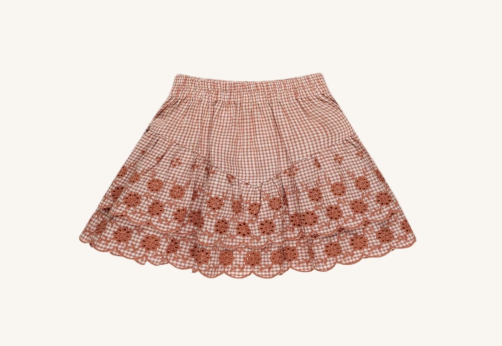 Rylee + Cru Poppy Gingham Mini Tiered Skirt | HONEYPIEKIDS
