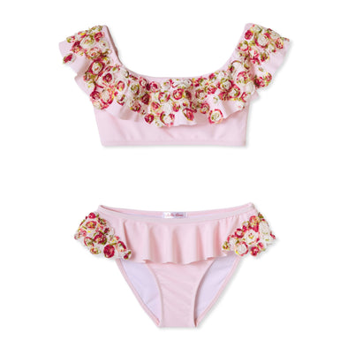 Stella Cove Pink W/ Multi Color Flowers Two Piece Swimsuit | HONEYPIEKIDS | Kids Boutique 