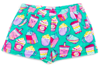 Candy Pink Fleece Pajama Shorts in Summer Drinks Pattern | HONEYPIEKIDS | Kids Boutique Clothing