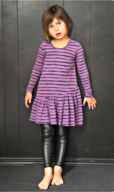 Joah Love Girls Purple Asymmetrical Stripe Ruffle Dress | HONEYPIEKIDS | Kids Boutique Clothing