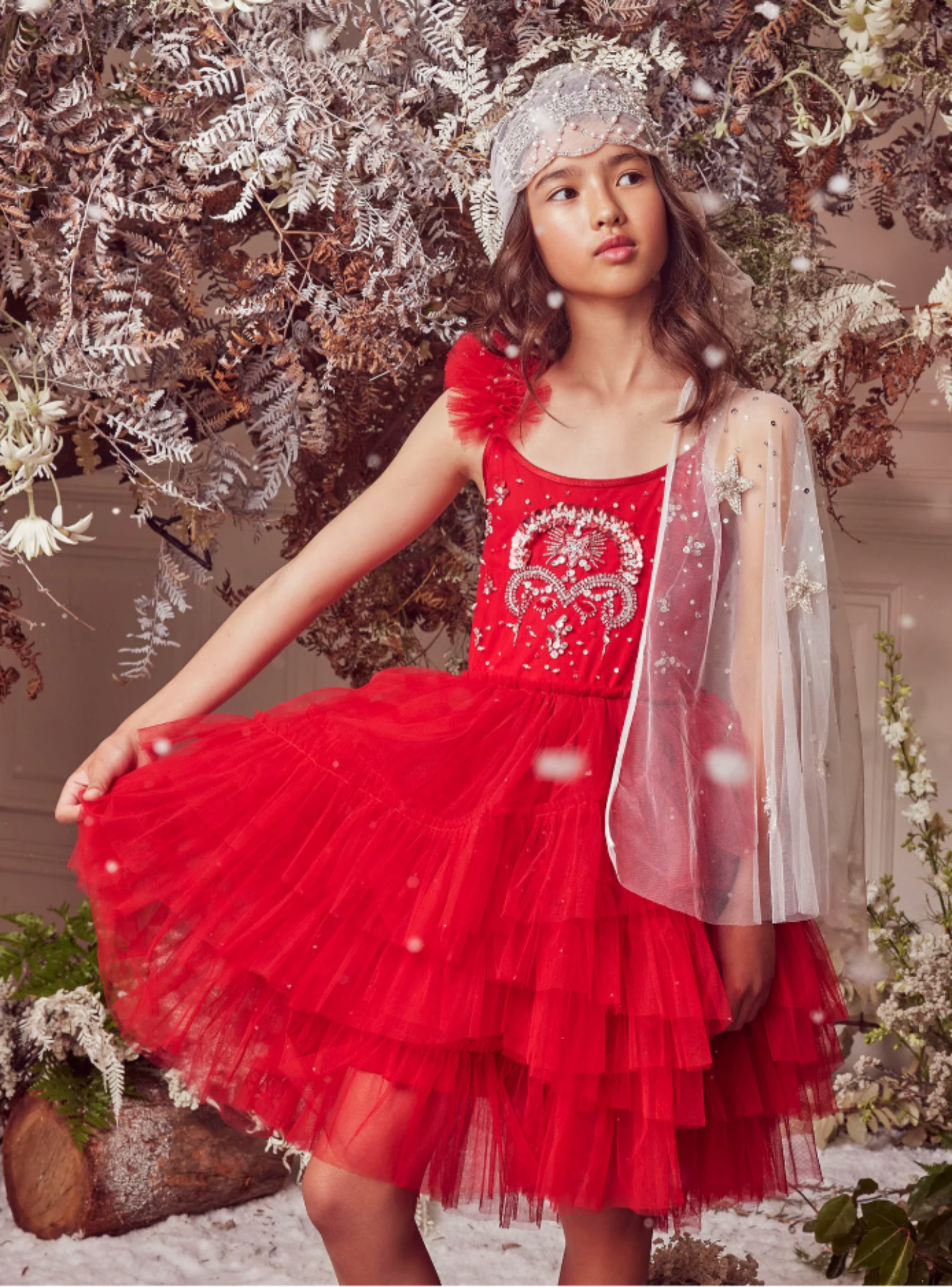 tutu du monde red dress Tutu Du Monde-Girls Red Embellished Ruffled Tulle Dress