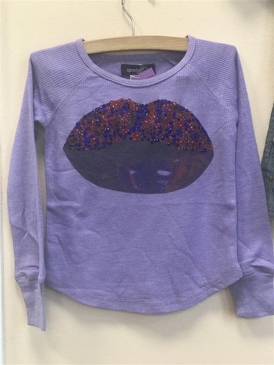 Girls Long Sleeve Crystal Lips Shirt | HONEYPIEKIDS | Kids Boutique Clothing