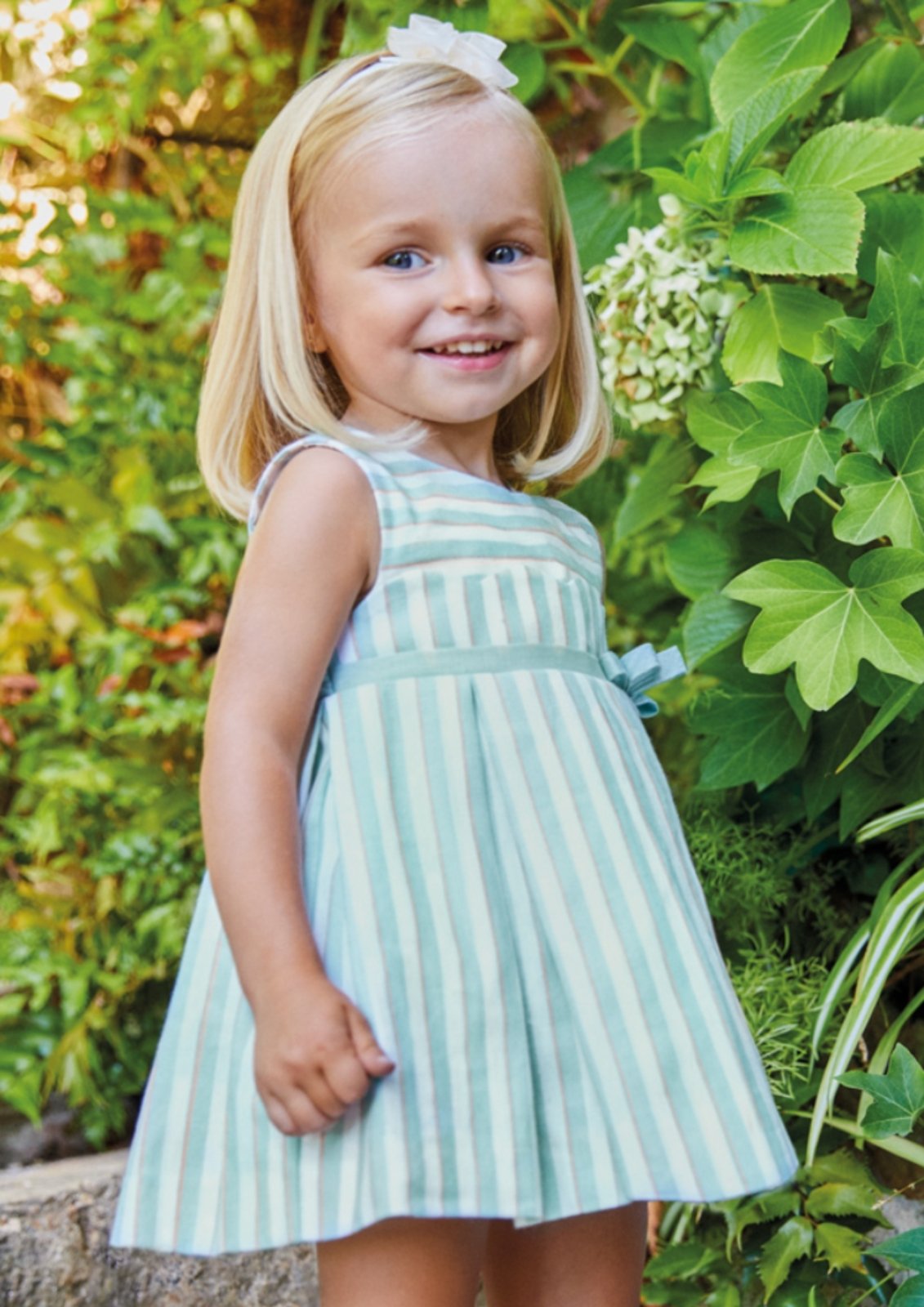Abel and Lula Baby Girls Mint Striped Linen Dress | HONEYPIEKIDS Abel and Lula Baby Girls Mint Striped Linen Dress | HONEYPIEKIDS
