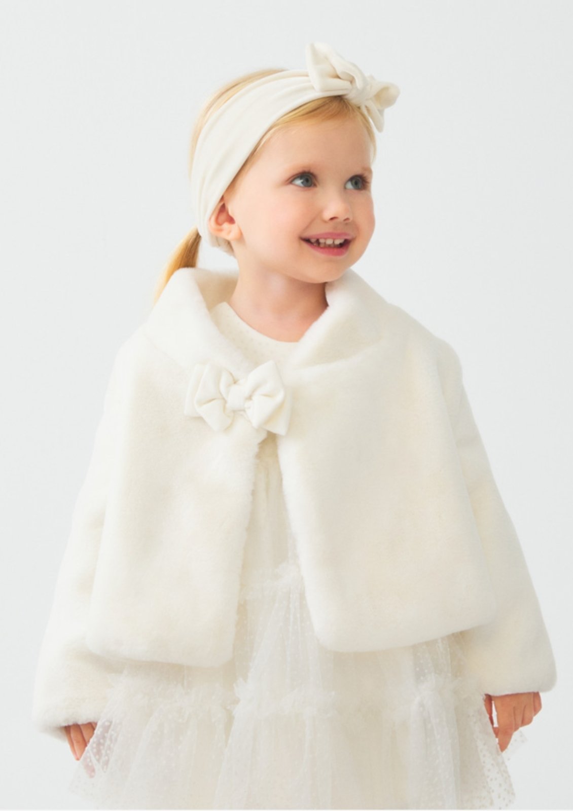 Abel and Lula Baby Faux Fur Coat in White HONEYPIEKIDS