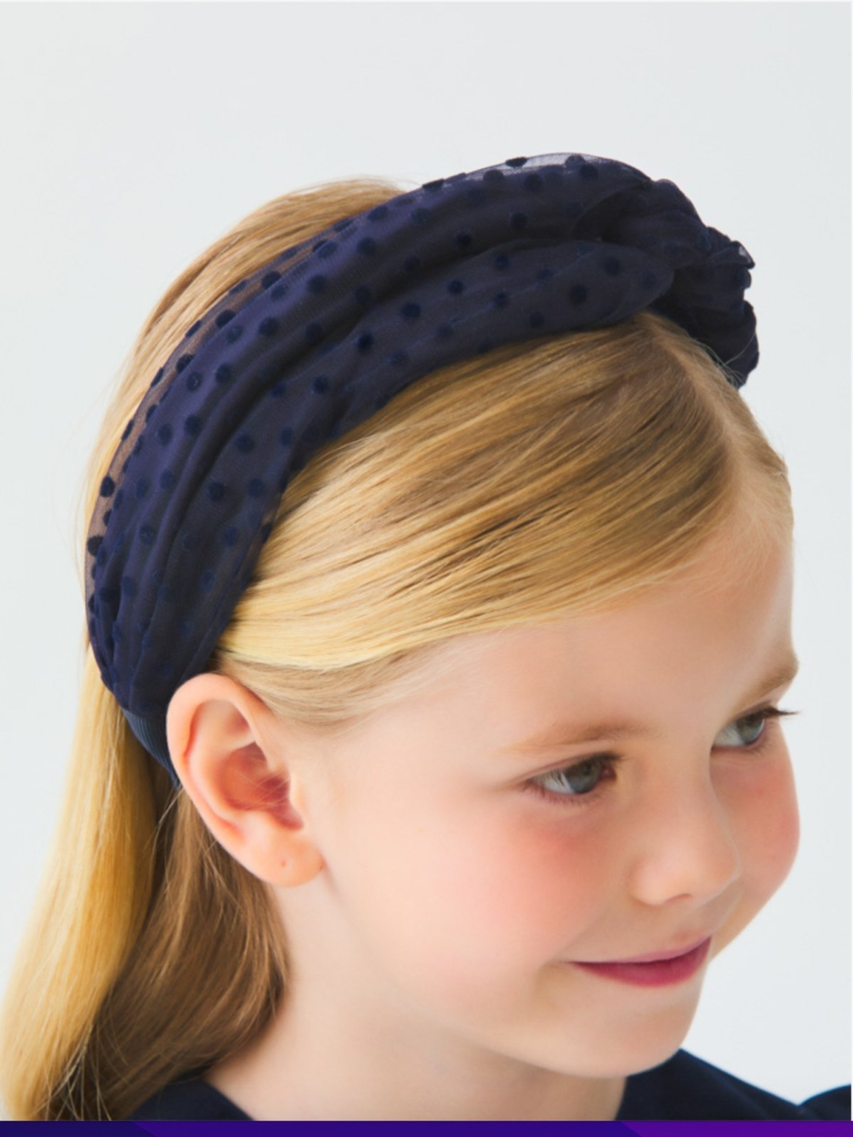 Abel and Lula Girls Navy Flocked Tulle Dot Headband 