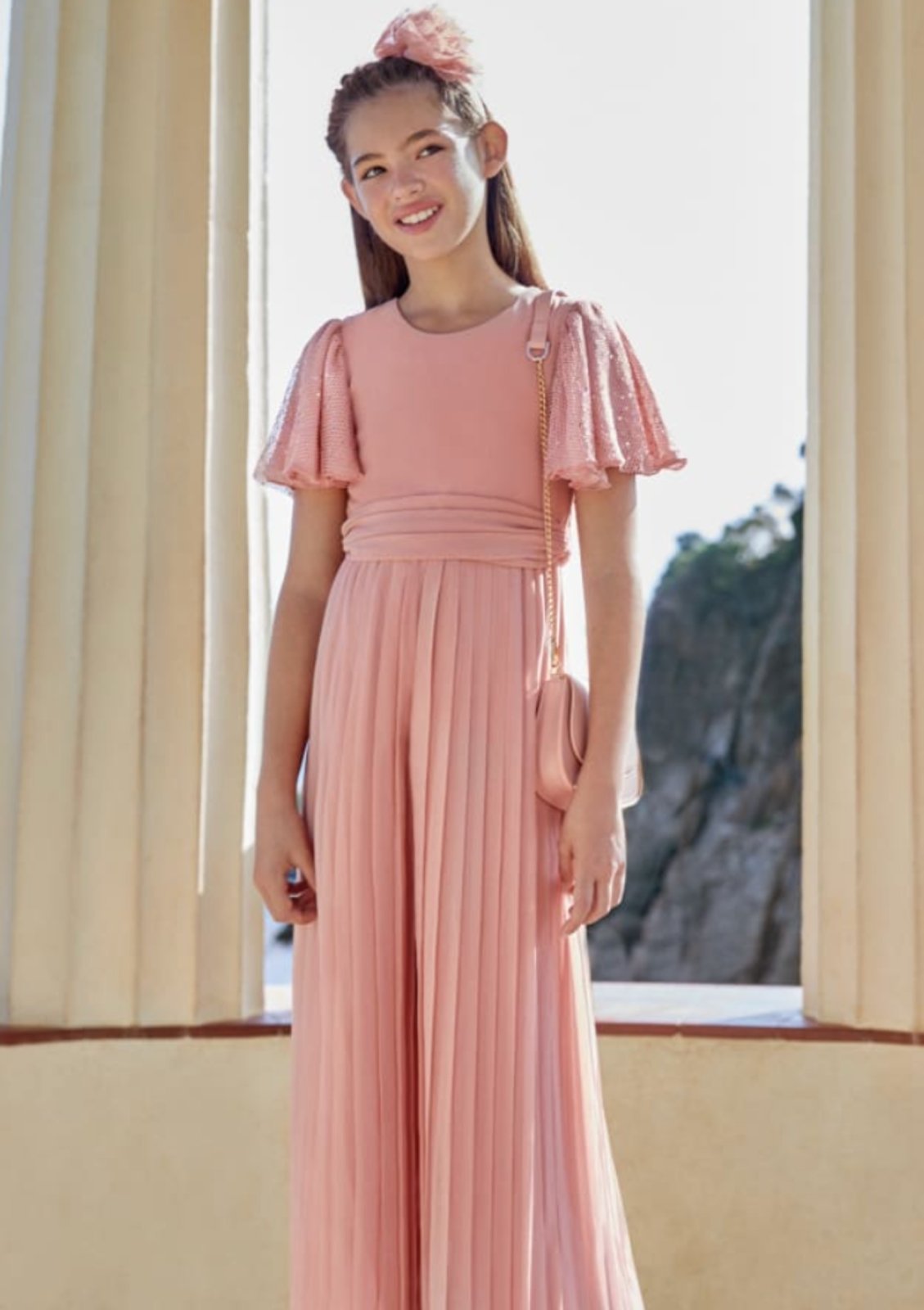 Formal Jumpsuit Dress For Girls Pink Junior Dresses Party Romper: Tulle Overlay Cold-Shoulder Formal Gown Formal Jumpsuit Dress For Girls Pink Junior Dresses Party Romper: Tulle Overlay Cold-Shoulder Formal Gown