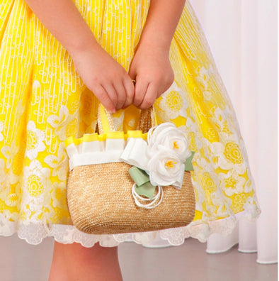 Abel & Lula Girls Yellow Trim Flow Basket Bag | HONEYPIEKIDS | Kids Boutique Clothing