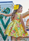 Abel and Lula Girls Youth Yellow Floral Mikado Dress | HONEYPIEKIDS | Abel & Lula Dresses