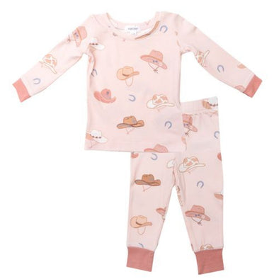 Angel Dear Baby & Toddler Girls Bamboo Pink COWGIRL HAT Loungewear Pajamas | HONEYPIEKIDS 