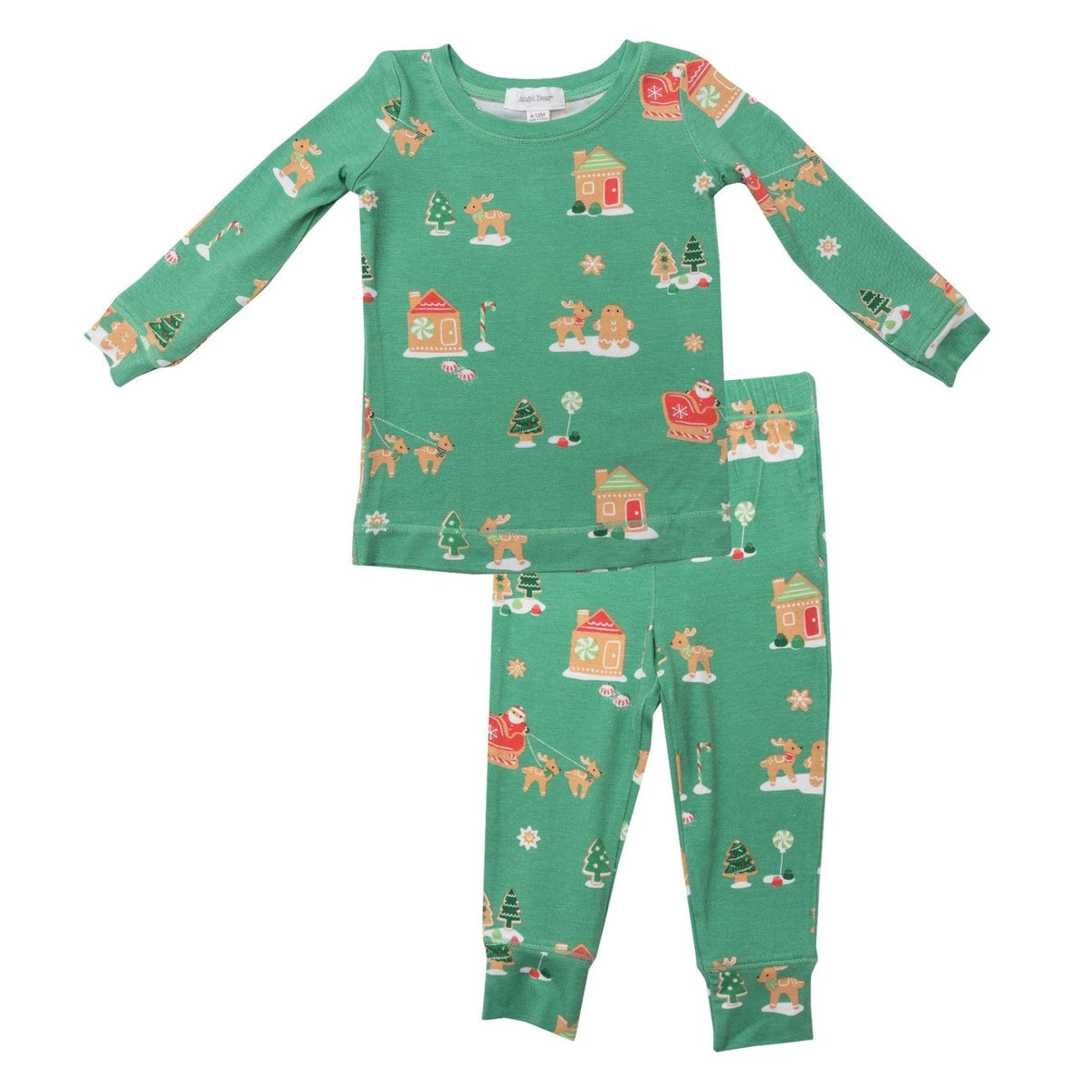Angel Dear GREEN Gingerbread Sleigh Lounge Pajamas HONEYPIEKIDS