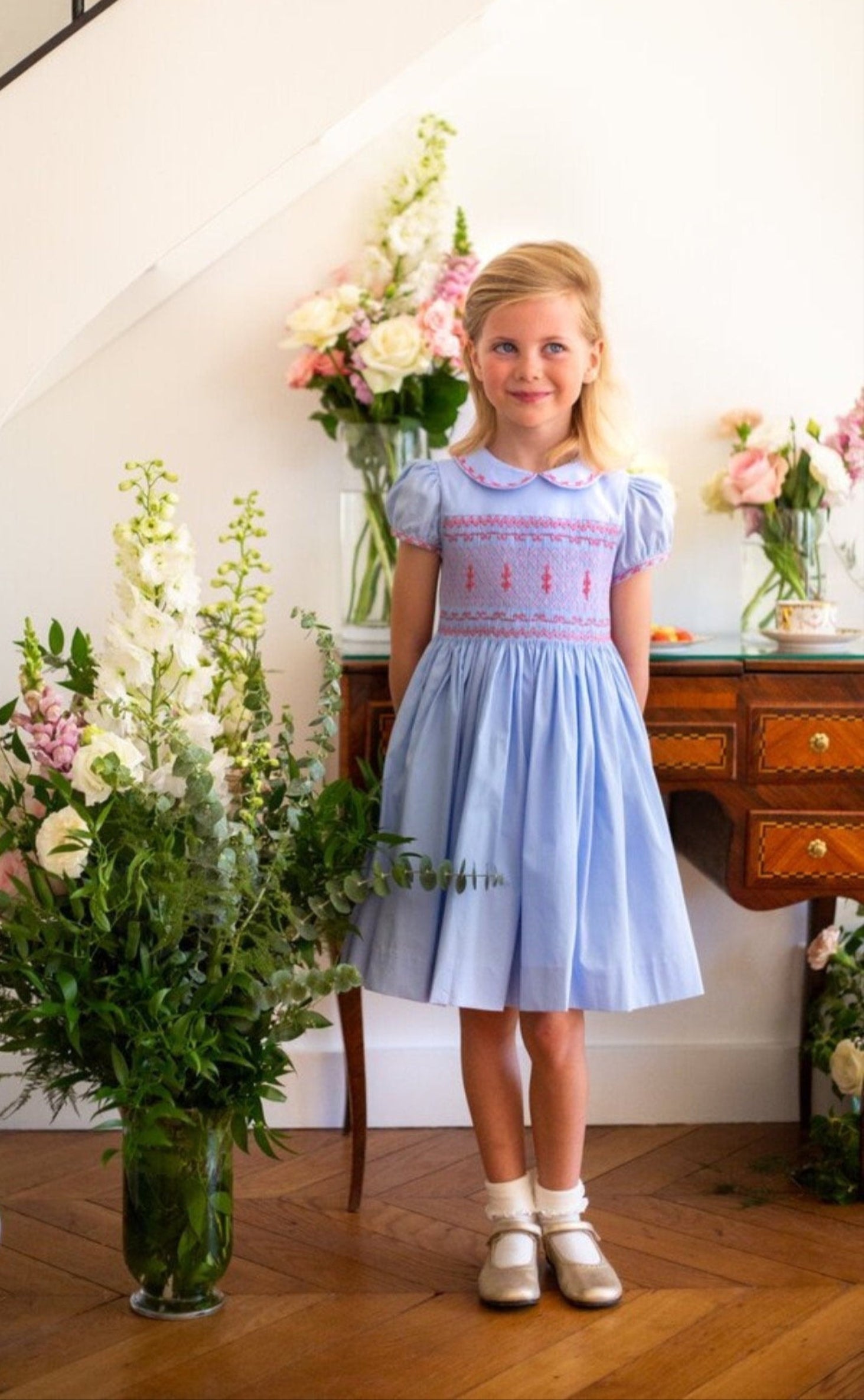 Princess Charlotte Heirloom Blue Smocked Dress 12M Princess Charlotte Heirloom Blue Smocked Dress 12M