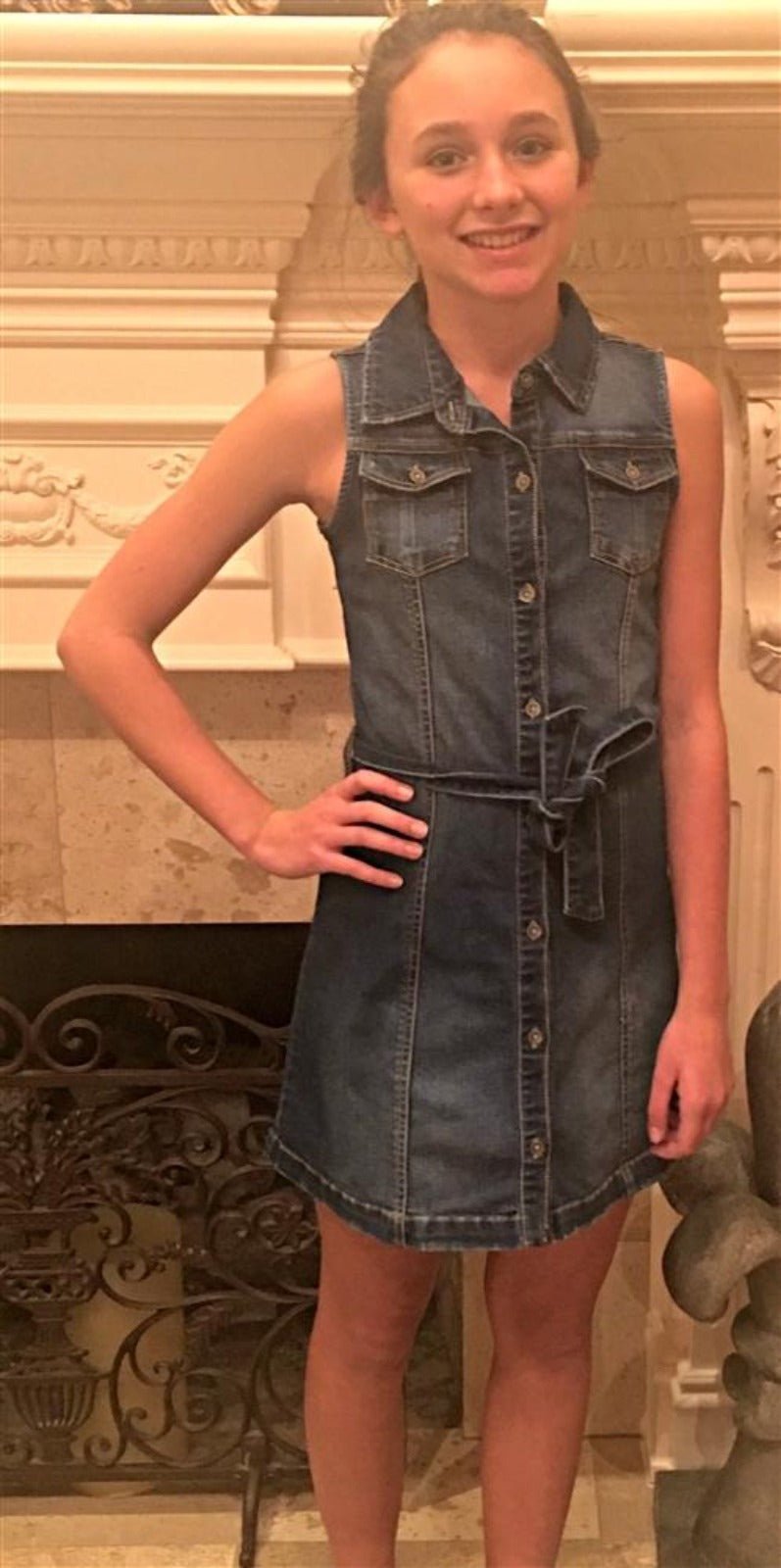 ladies denim shirt dress Bebe Girls Denim Shirt Dress with Sash