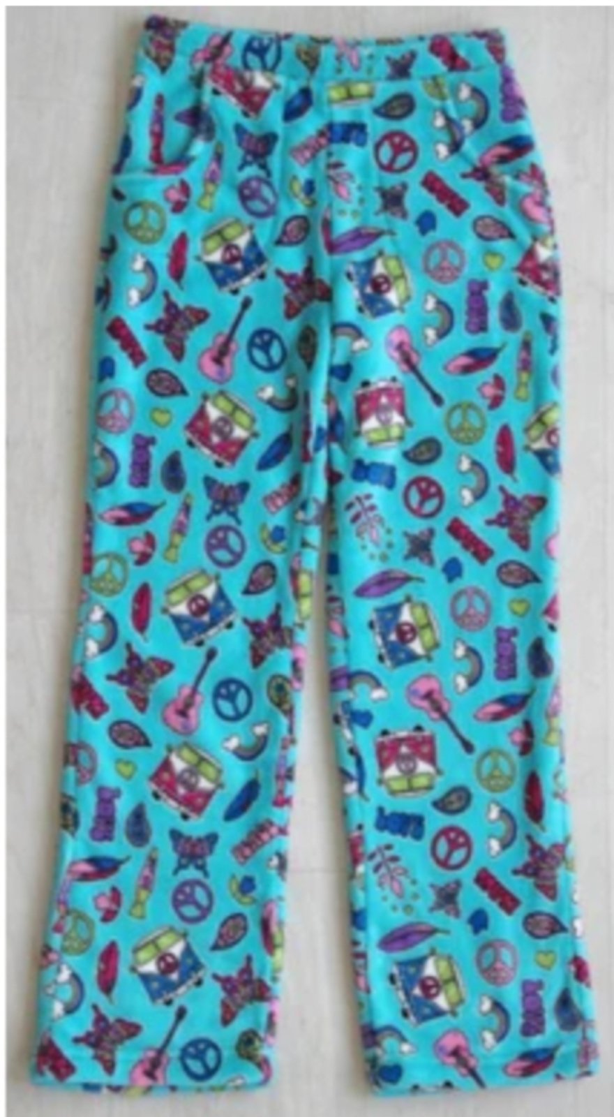 Candy Pink Fleece Hippie Pattern Pajama Bottoms HONEYPIEKIDS
