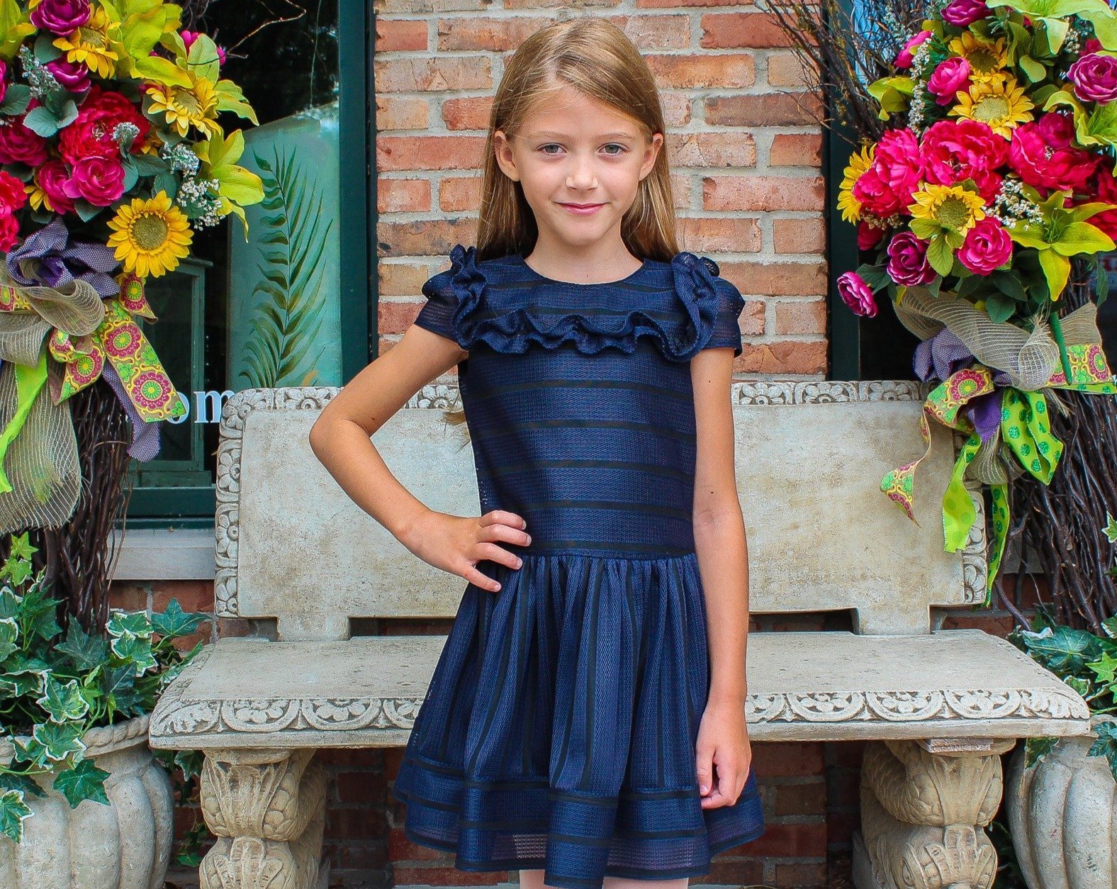 david charles blue dress David Charles London Navy Flower Dress