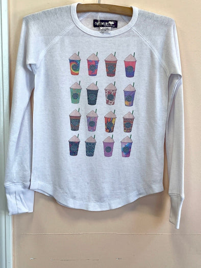 Girls Frap Party Long Sleeve Thermal Shirt With Thumbholes | HONEYPIEKIDS | Kids Boutique Clothing