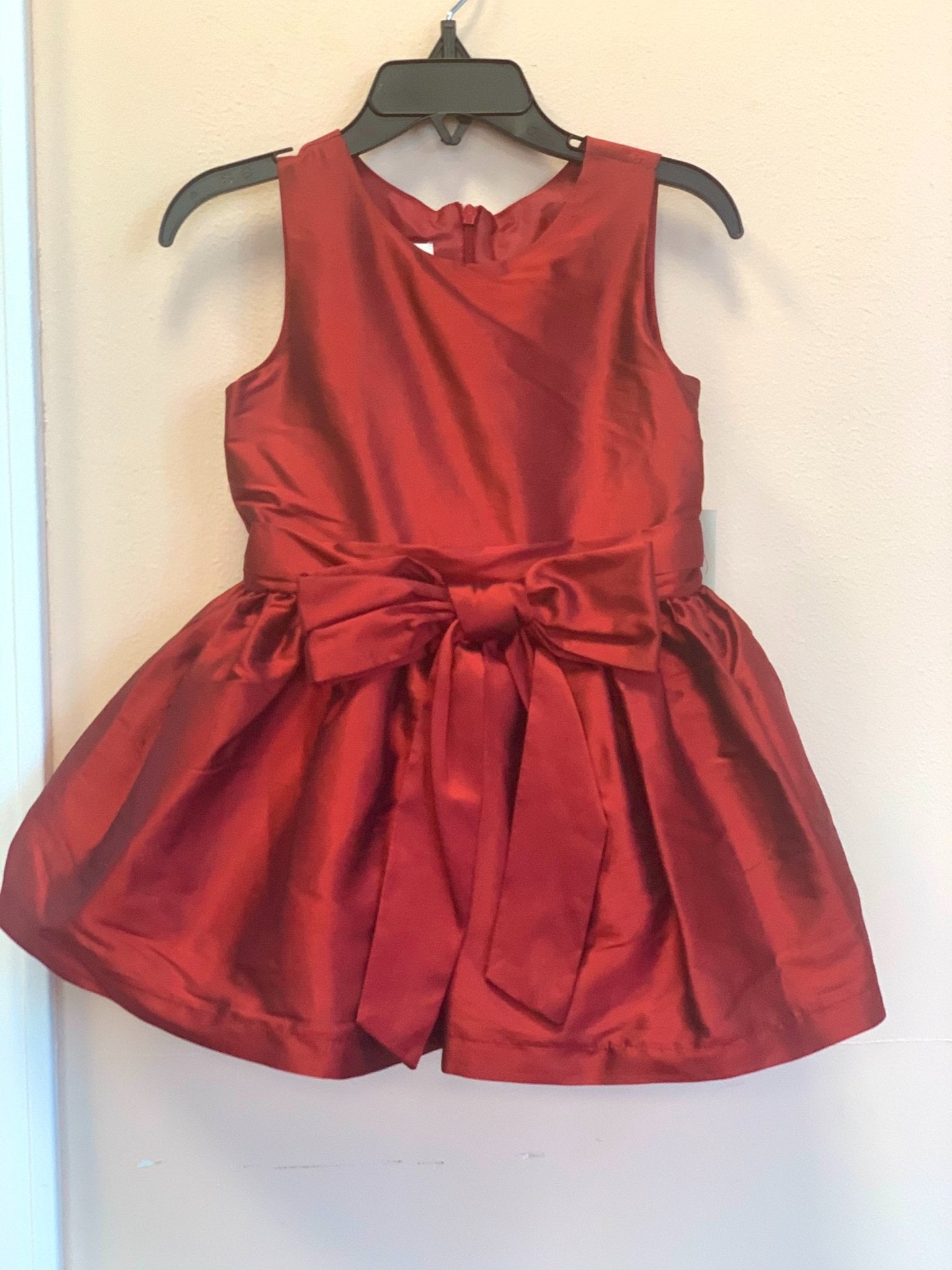 Isobella and Chloe Red Bow Silk Infant Dress