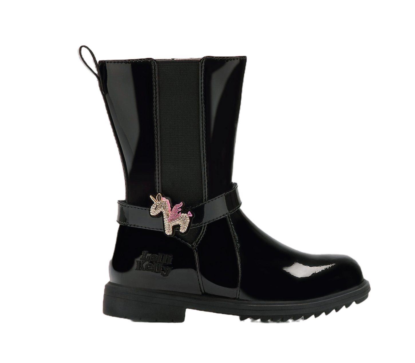 Lelli Kelly Girls BLACK PATENT Bliss Unicorn Mid Boots HONEYPIEKIDS