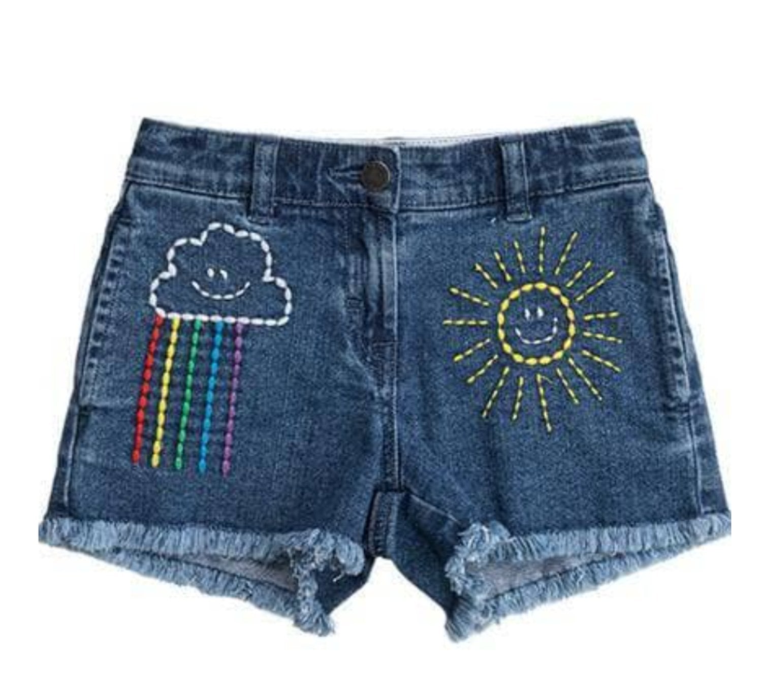Lola and The Boys Embroidered Rainbow Denim Shorts HONEYPIEKIDS
