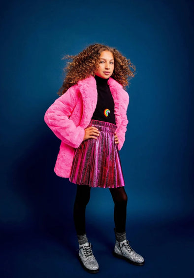 Lola and The Boys Girls Hot Pink Faux Fur Coat | HONEYPIEKIDS | Kids Boutique Clothing