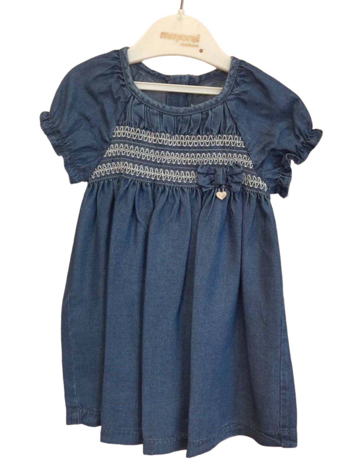 Mayoral Baby Girls Embroidered Blue Denim Dress | HONEYPIEKIDS Mayoral Baby Girls Embroidered Blue Denim Dress | HONEYPIEKIDS