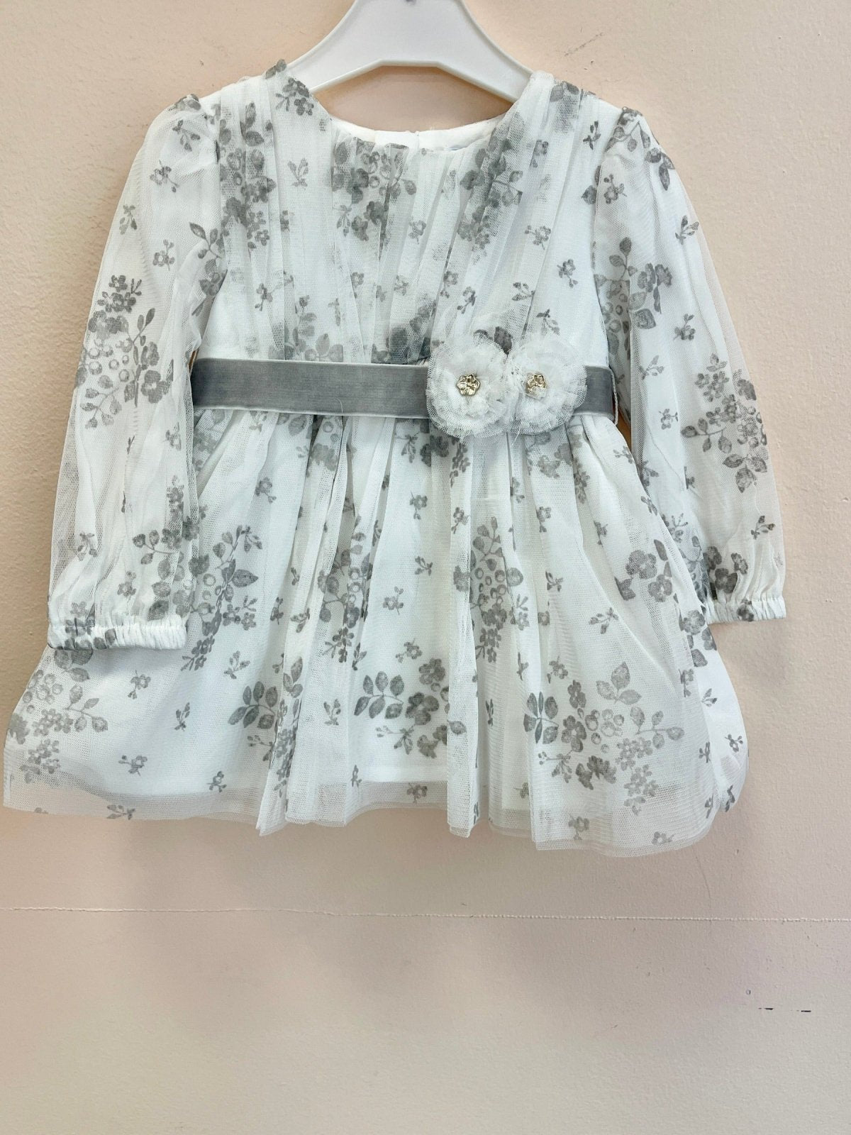 Mayoral Baby Girls Holiday White & Silver Floral Tulle Dress | HONEYPIEKIDS Mayoral Baby Girls Holiday White & Silver Floral Tulle Dress | HONEYPIEKIDS
