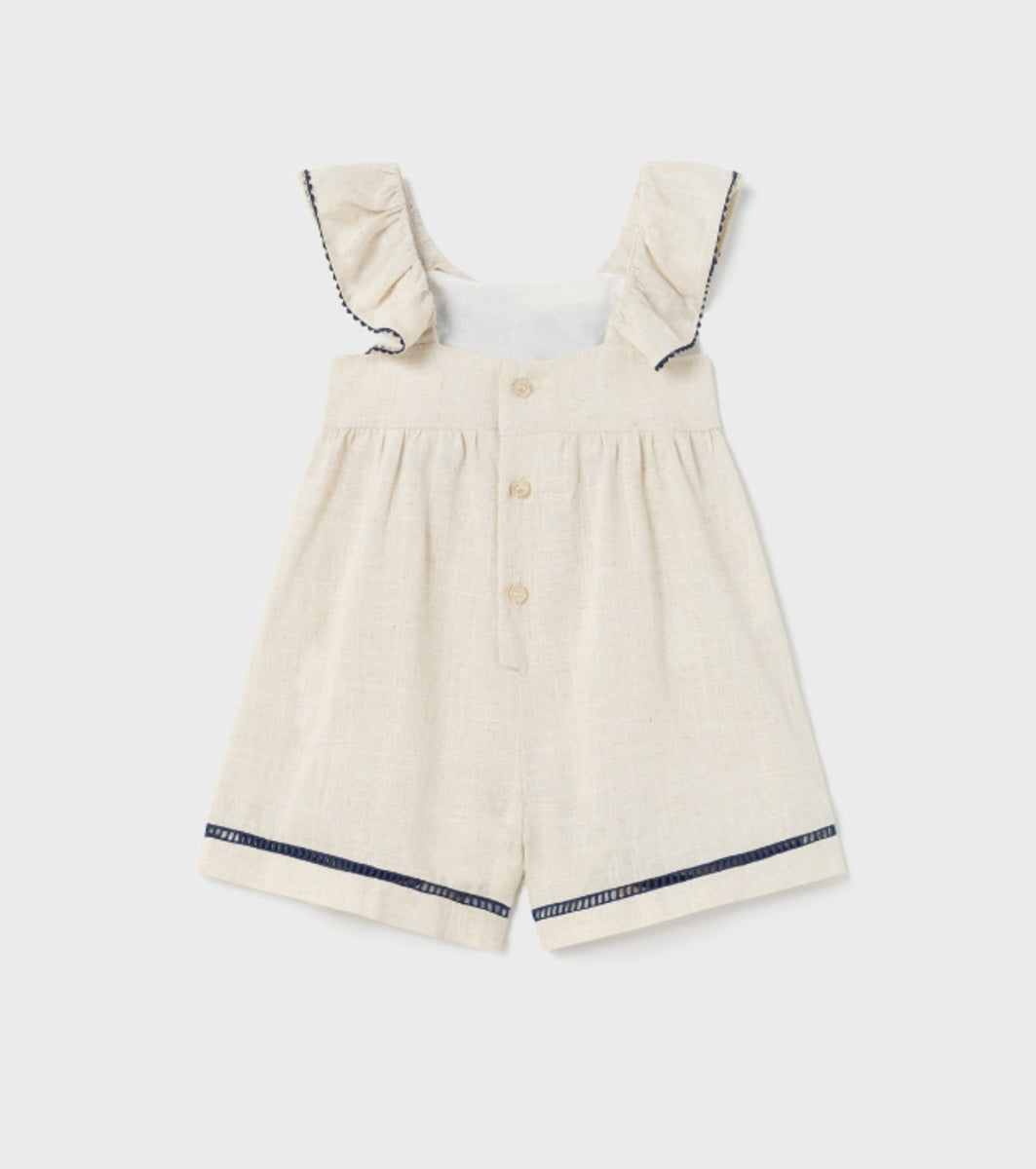 Mayoral Striped Linen Romper Set