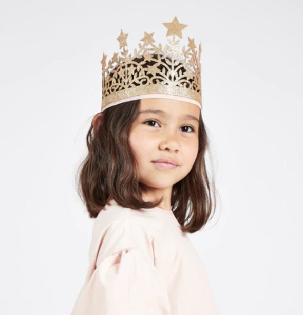 Meri Meri Gold Glitter Fabric Crown | HONEYPIEKIDS | Kids Boutique Clothing