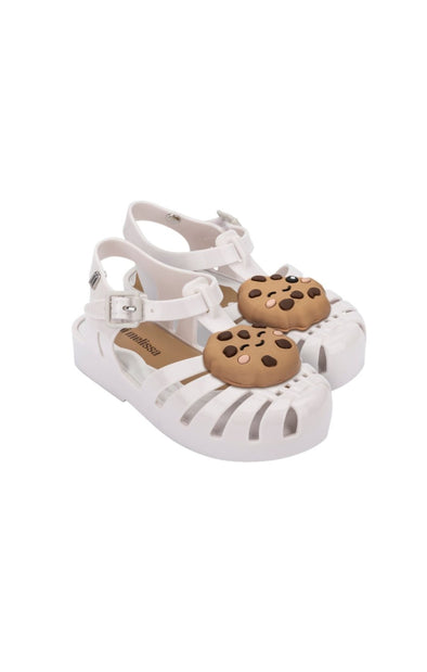 Mini Melissa Girls White MINI Chocolate Chip Cookies BB Sandals | HONEYPIEKIDS | Kids Shoes