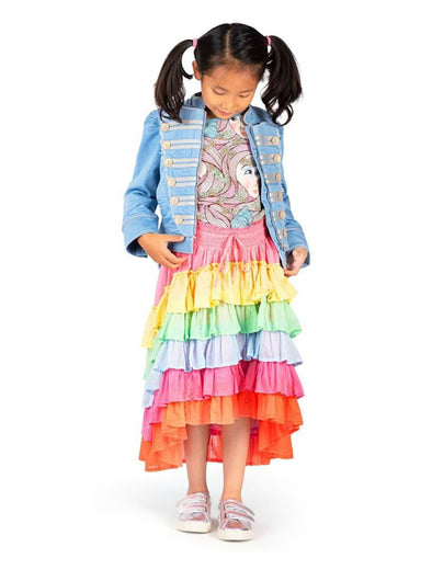 Paper Wings Girls Rainbow High Low Maxi Skirt | HONEYPIEKIDS | Kids Boutique Clothing