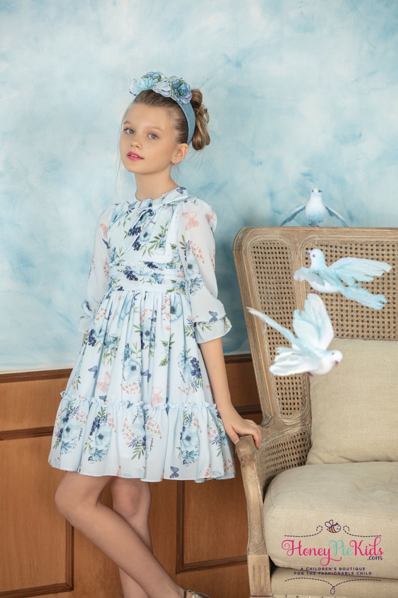 Patachou Girls Chiffon Flowers & Butterflies Dress | HONEYPIEKIDS 3 Patachou Girls Chiffon Flowers & Butterflies Dress | HONEYPIEKIDS 3
