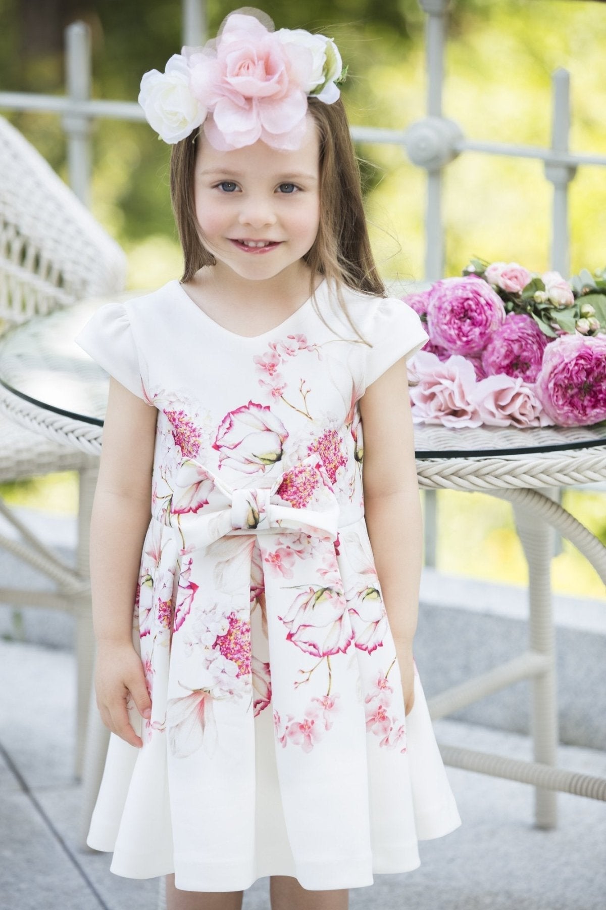 patachou pink dress Girls pink dress with bow