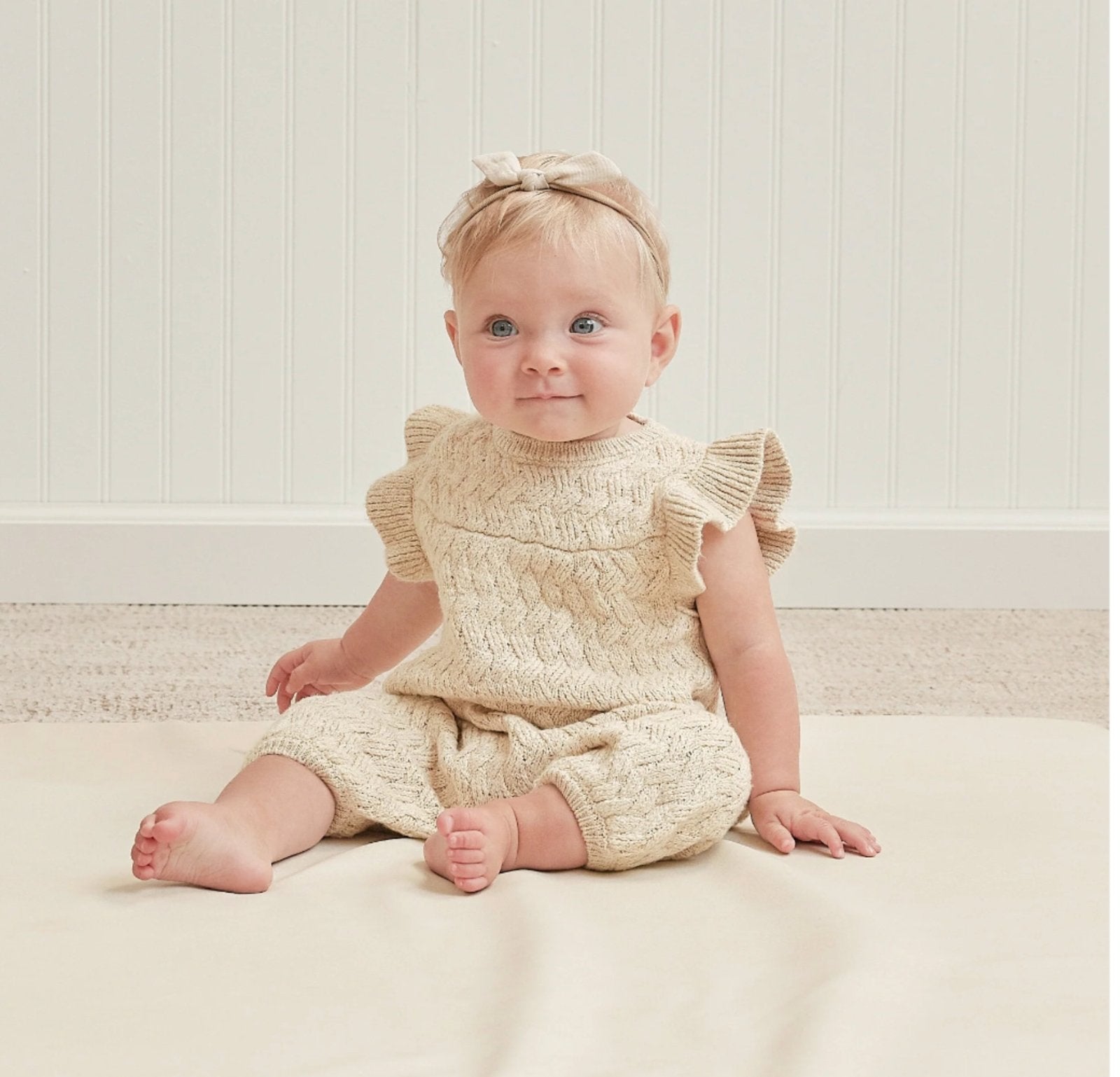 Quincy Mae Mira Yellow Knit Romper | HONEYPIEKIDS