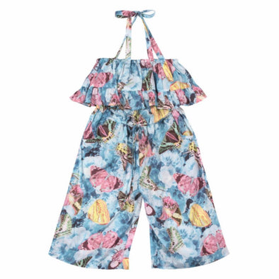 Paper Wings Vintage Butterfly Frilled Girls Romper | HONEYPIEKIDS | Kids Boutique Clothing