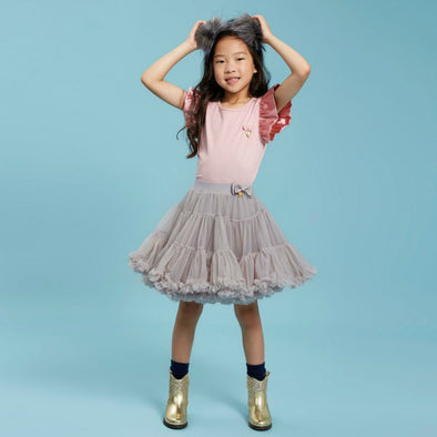 Angel's Face Girls Pixie Tutu Skirt In Silver Cloud | HONEYPIEKIDS | Kids Boutique Clothing