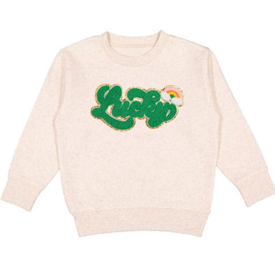 Sweet Wink ADULT Natural LUCKY Script Patch Sweatshirt | HONEYPIEKIDS