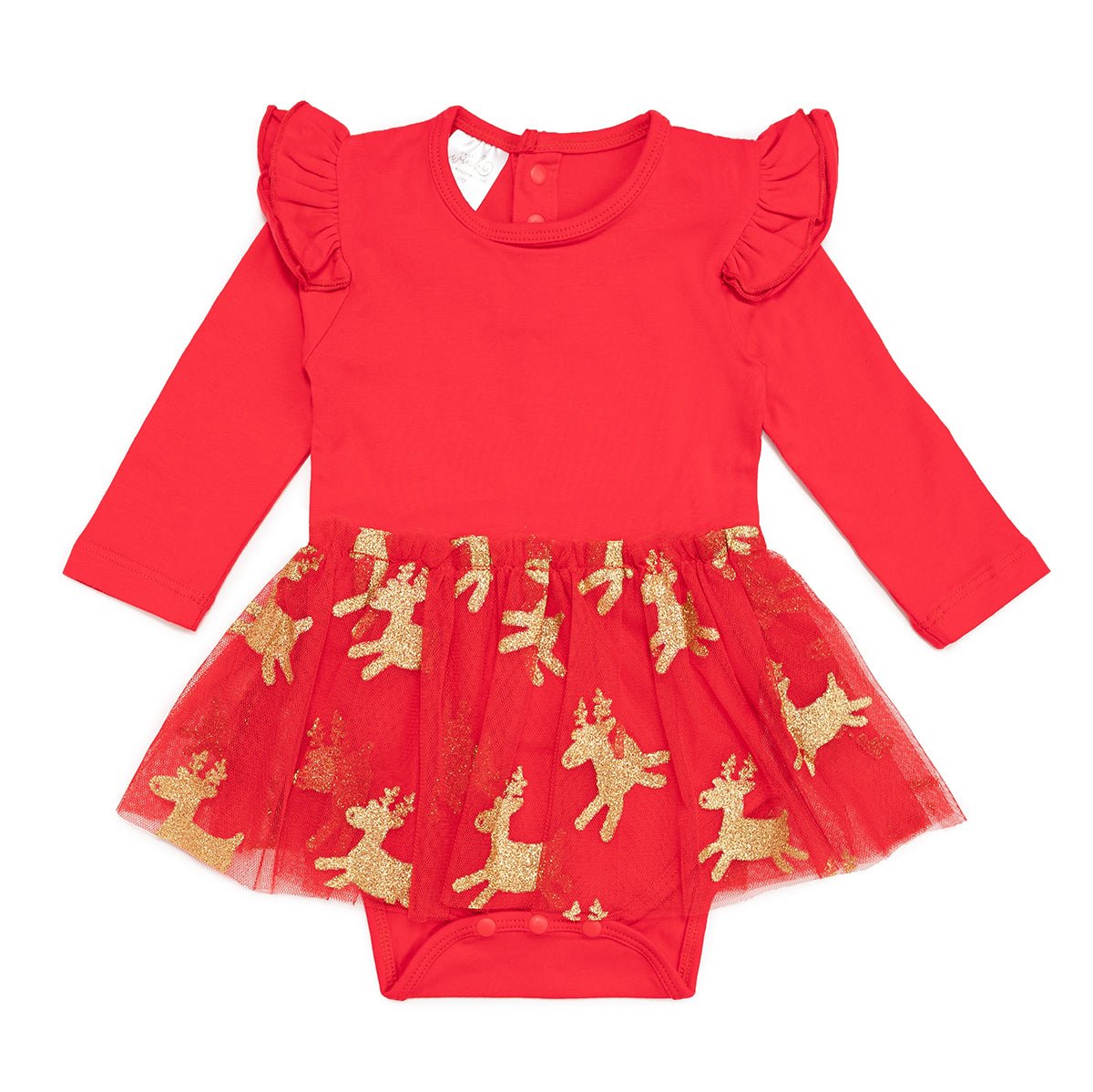 Reindeer Christmas Long Sleeve Tutu Romper 12-18M