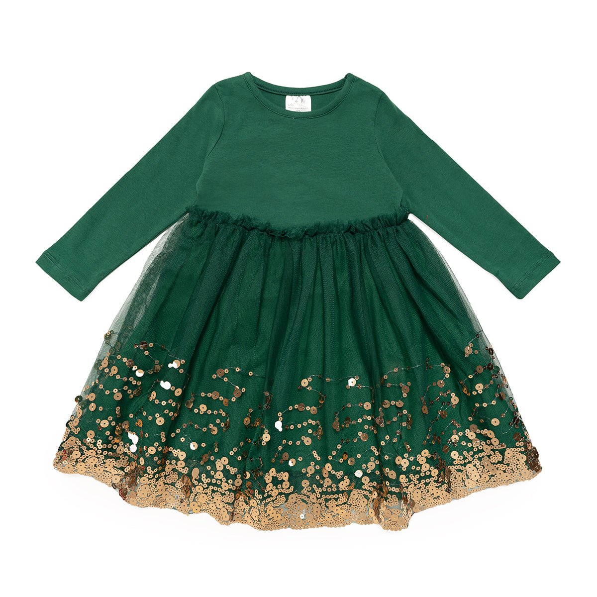 Emerald Sequin Long Sleeve Tutu Dress 2T