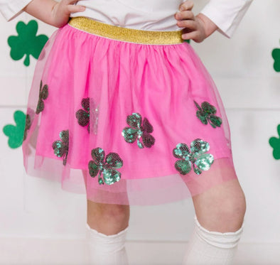 Sweet Wink Girls Sequin SHAMROCK Tutu Skirt | HONEYPIEKIDS | Kids Boutique Clothing