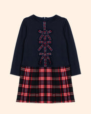 Patachou Girls Tartan Dress with Bows | HONEYPIEKIDS