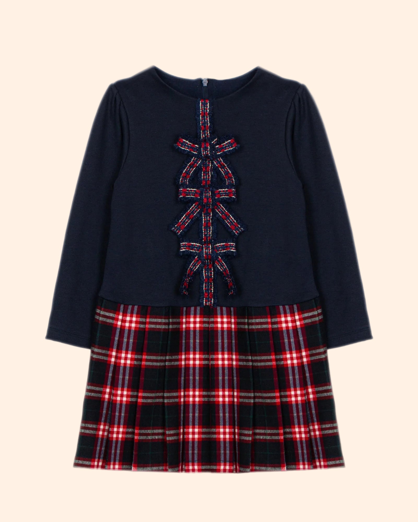 Patachou Girls Tartan Dress with Bows | HONEYPIEKIDS