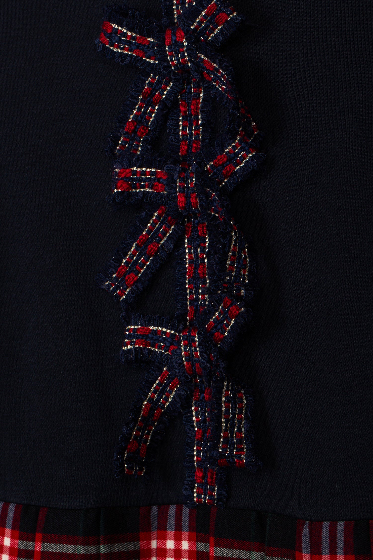 Patachou Girls Navy Blue and Tartan Bow Dress | HONEYPIEKIDS.COM