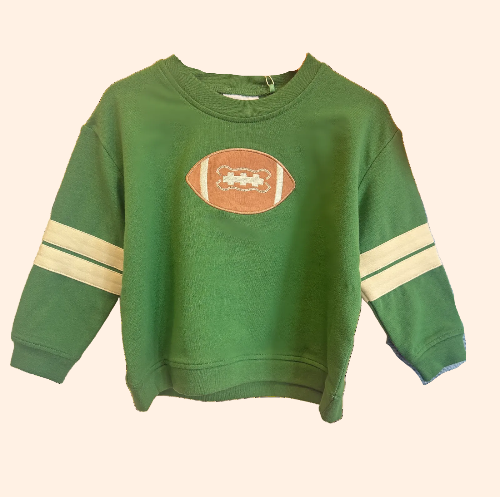 Angel Dear French Terry Varsity Football Sweatshirt - GREEN | HONEYPIEKIDS