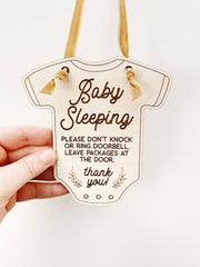 Baby Sleeping Door Sign - Please Don’t Ring Doorbell - Onesie Shape | HONEYPIEKIDS 