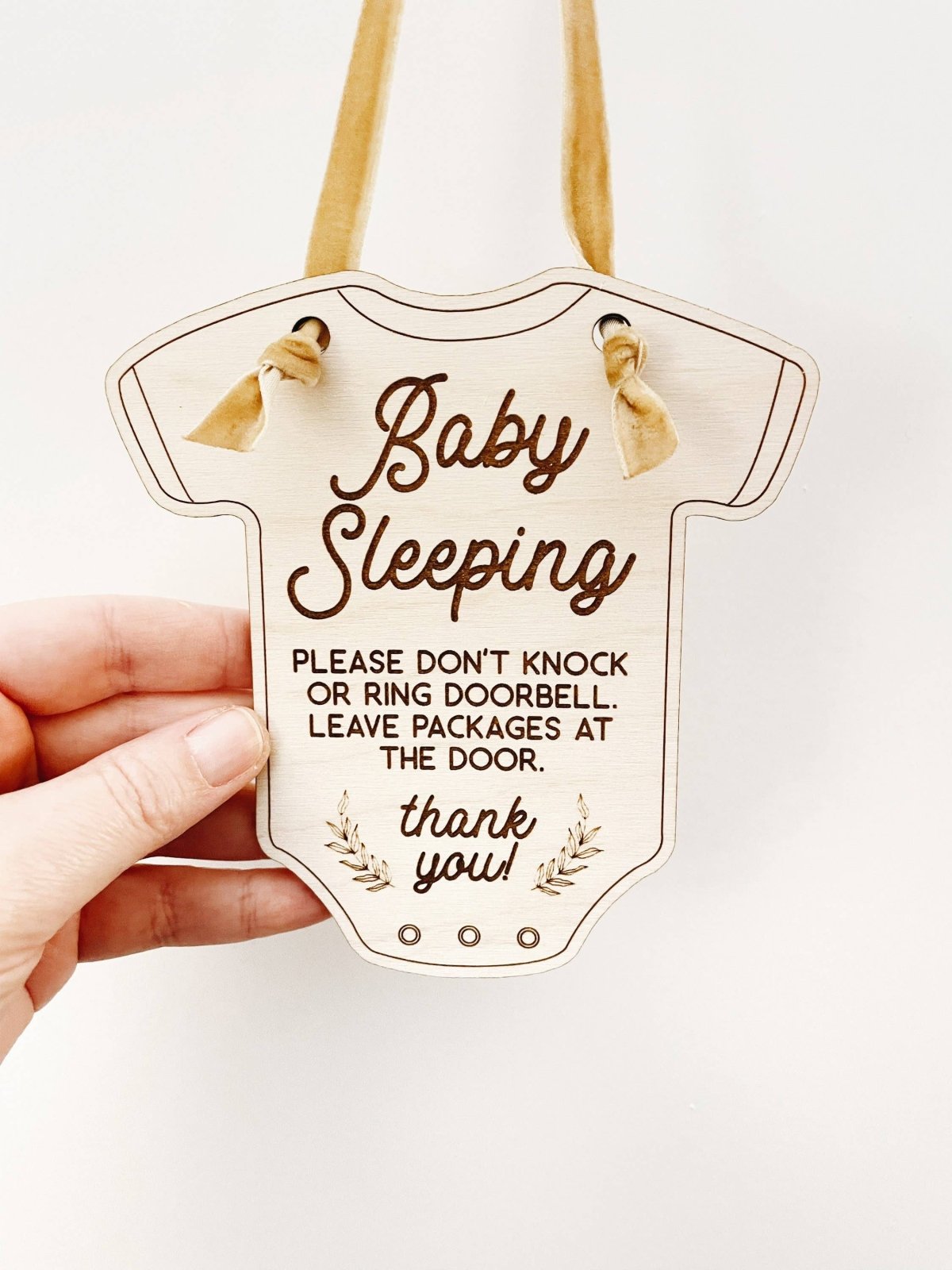 Baby Sleeping Door Sign - Please Don’t Ring Doorbell - Onesie Shape | HONEYPIEKIDS 